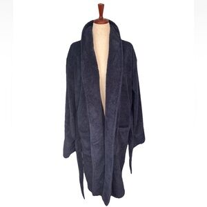 Lands End Terry Cloth Bath Robe Mens Large 42-44 100% Cotton Navy Blue
